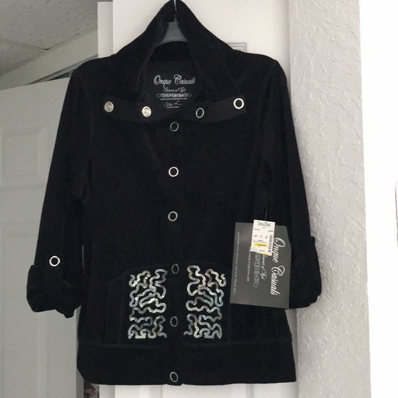 OPAQUE CASUALS LARGE BLACK VELOUR JACKET🆕 - Picture 12 of 12